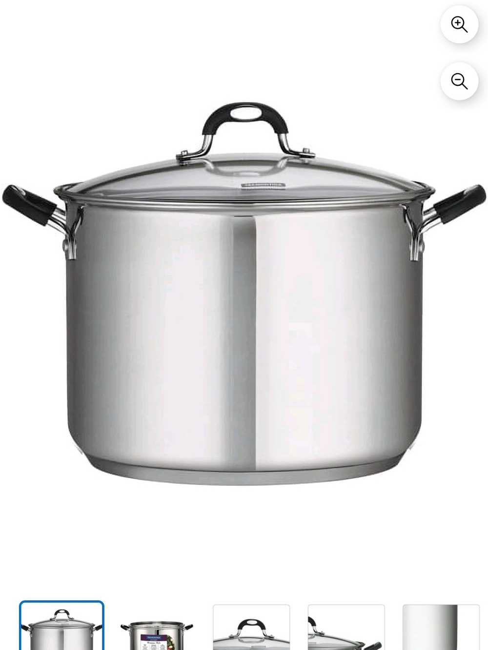 Tramontina Stainless Steel 16qt Stock Pot with Glass Lid & Accessories